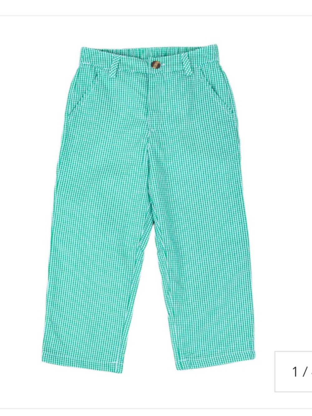 Classic Whimsy Green Gingham Standard Pants 
Boys size 5